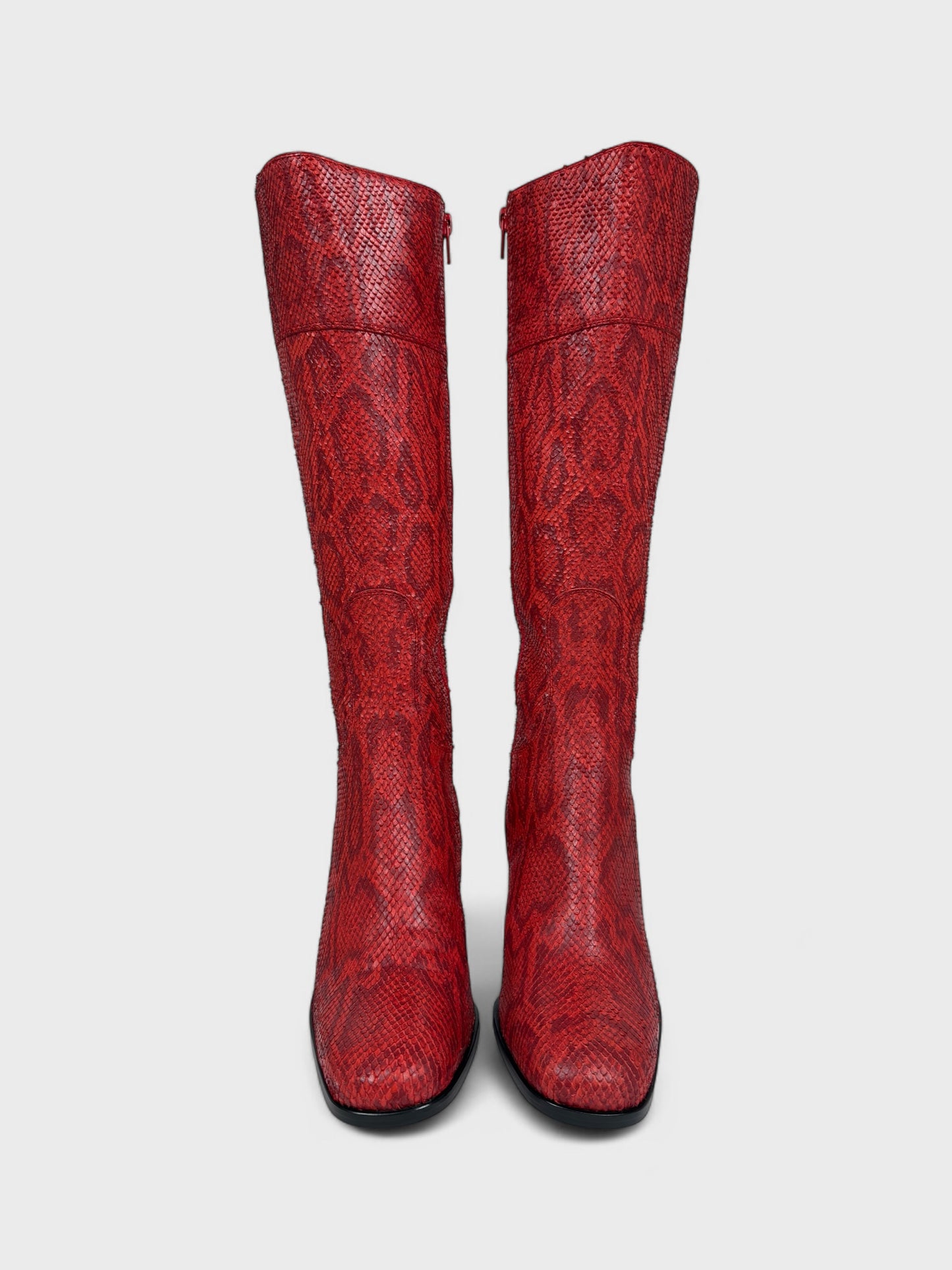 Dolce&Gabbana FW 1995 Runway Red Python Effect Leather Boots - Relova Archiva