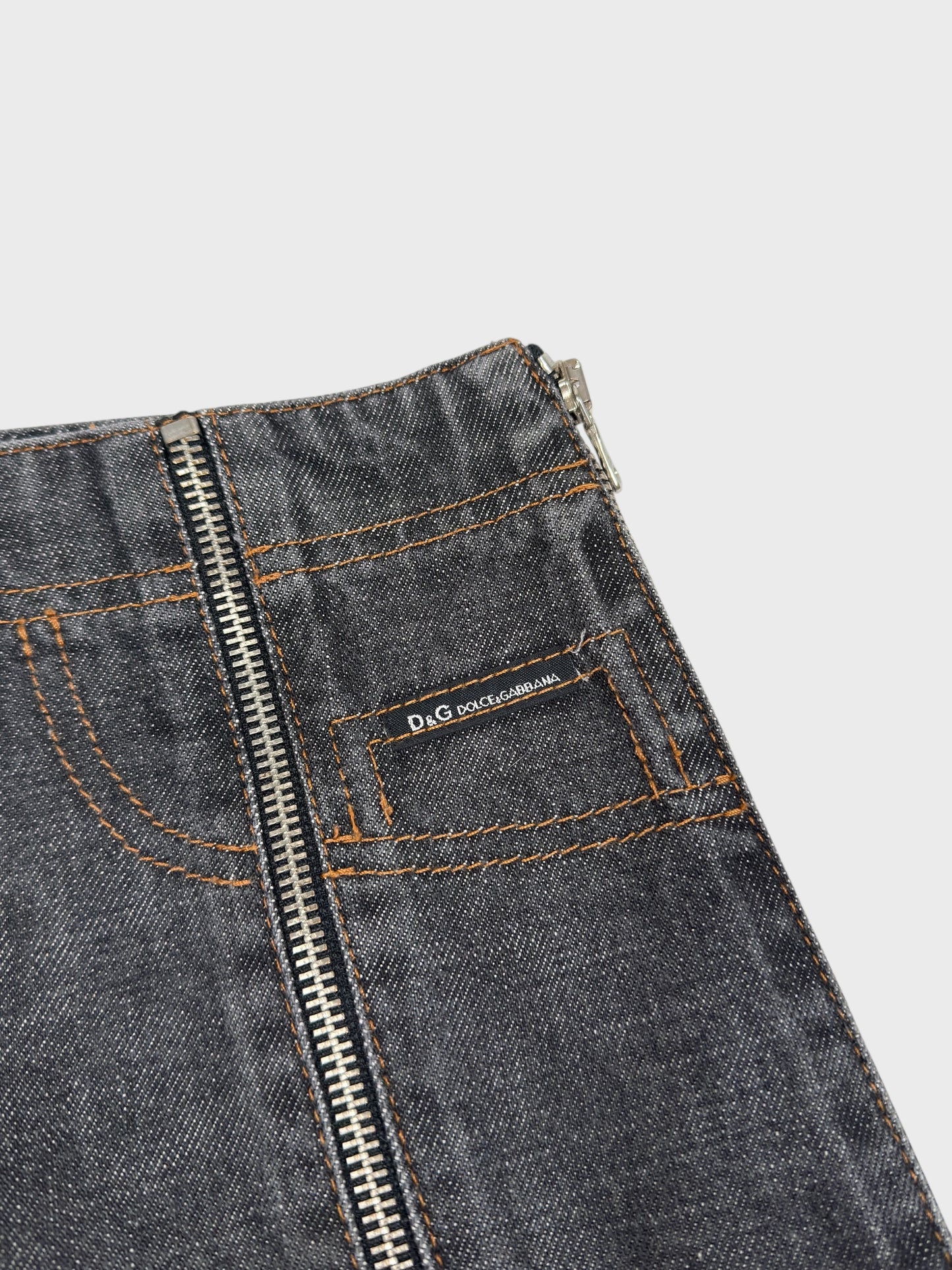 D&G by Dolce&Gabbana FW 2003 Multi Zip Denim Skirt - Relova Archiva