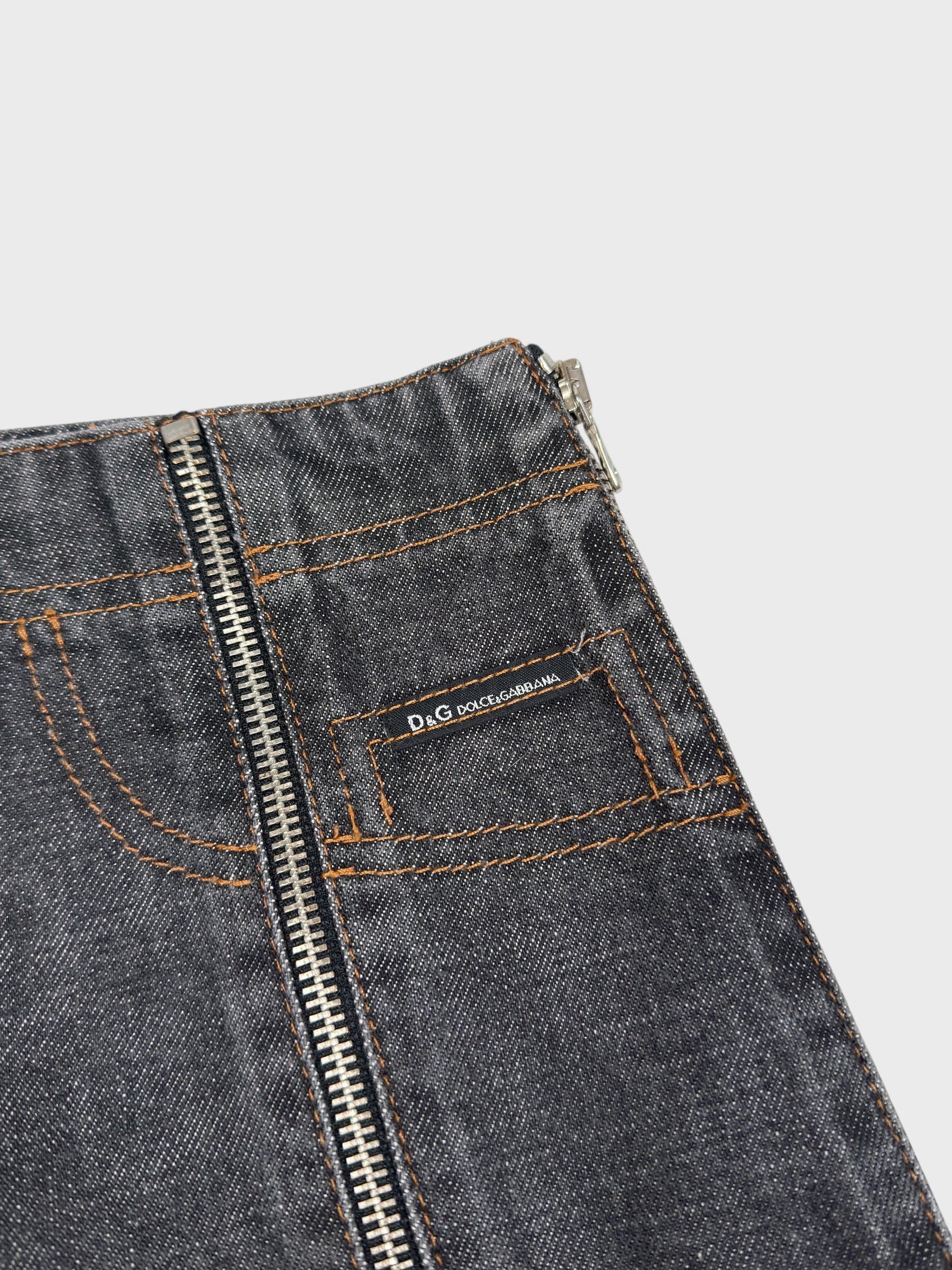 D&G by Dolce&Gabbana FW 2003 Multi Zip Denim Skirt - Relova Archiva