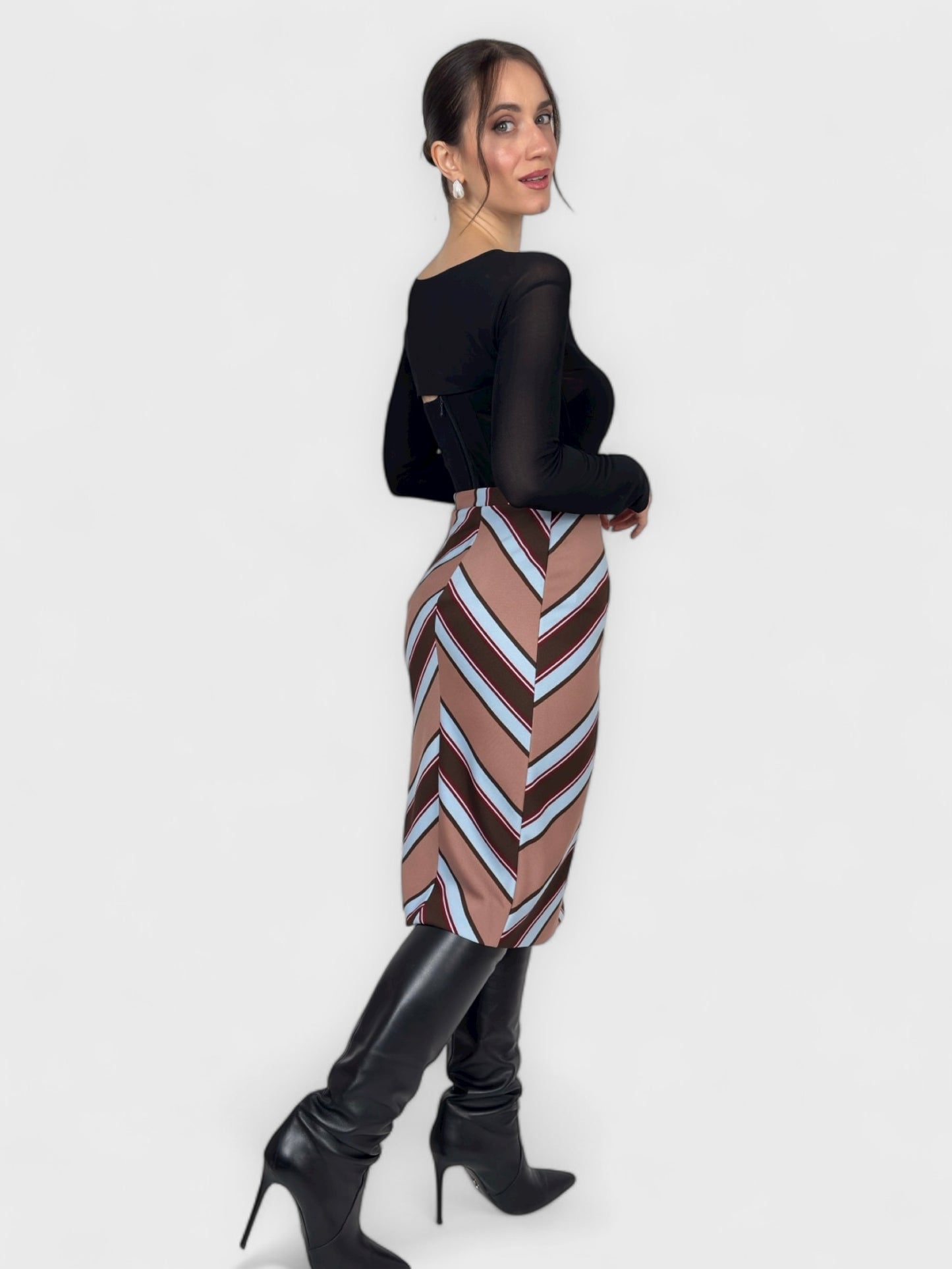 D&G by Dolce&Gabbana SS 1997 Geometric Pattern Pencil Skirt - Relova Archiva