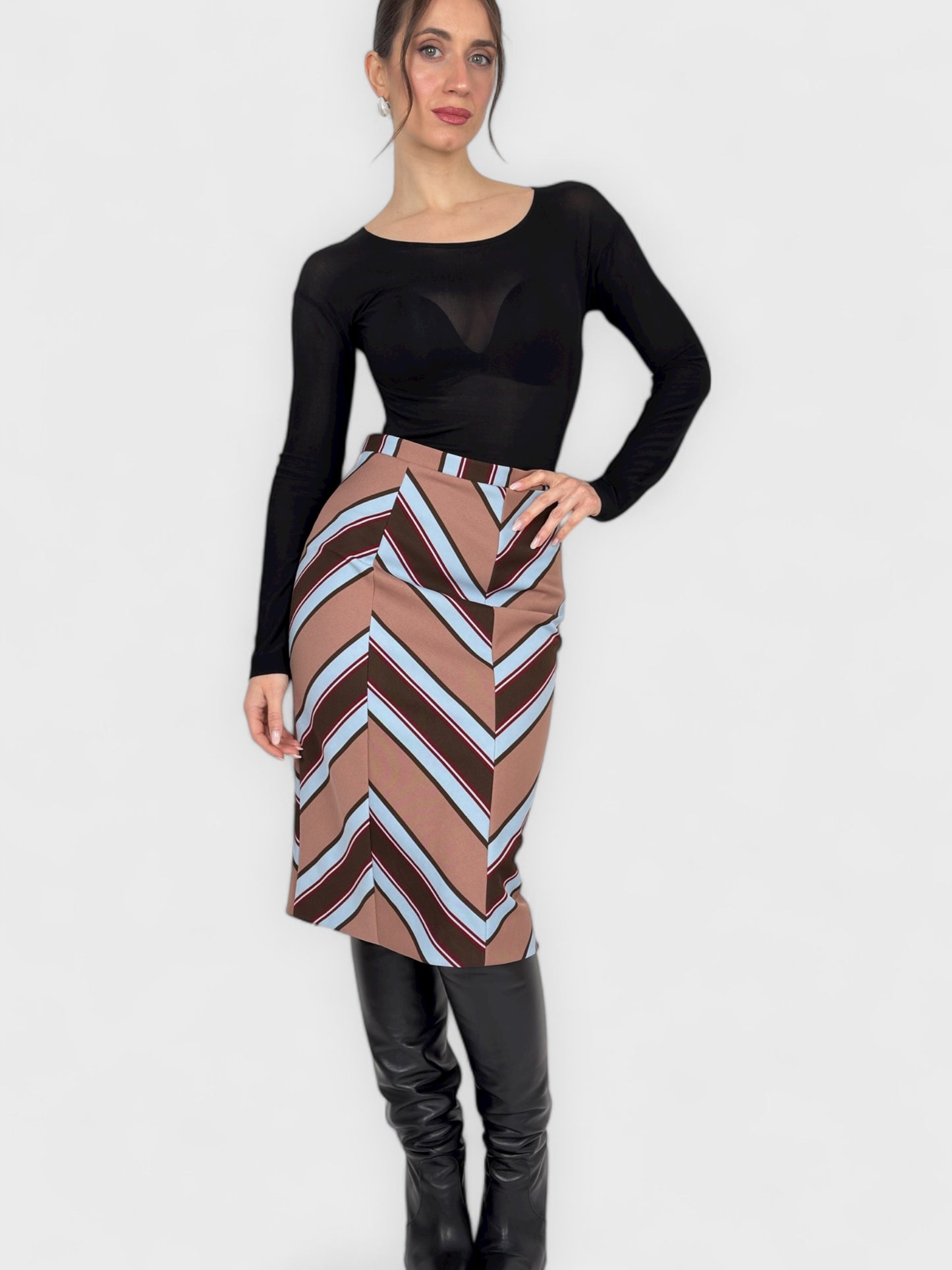 D&G by Dolce&Gabbana SS 1997 Geometric Pattern Pencil Skirt - Relova Archiva