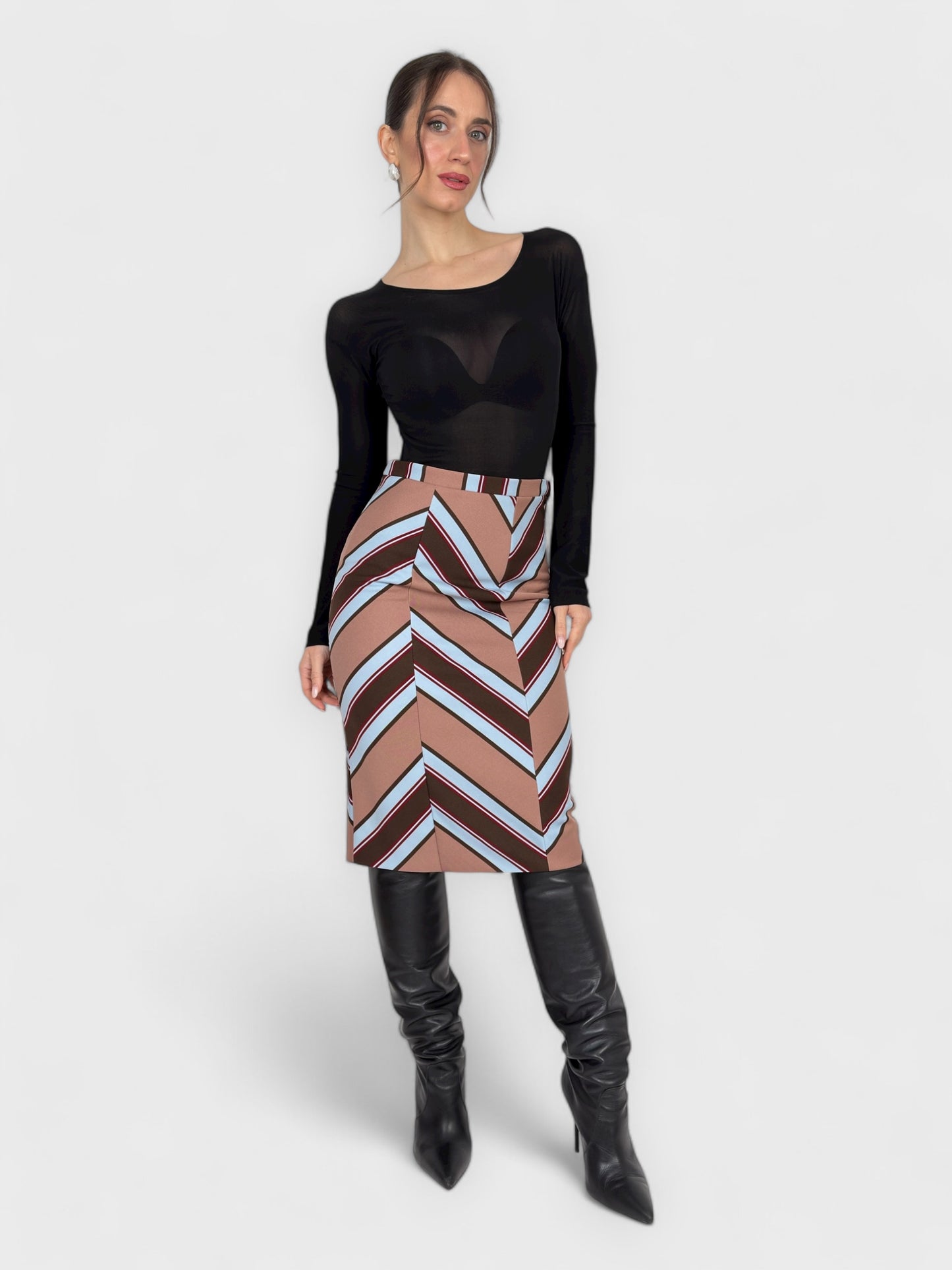 D&G by Dolce&Gabbana SS 1997 Geometric Pattern Pencil Skirt - Relova Archiva