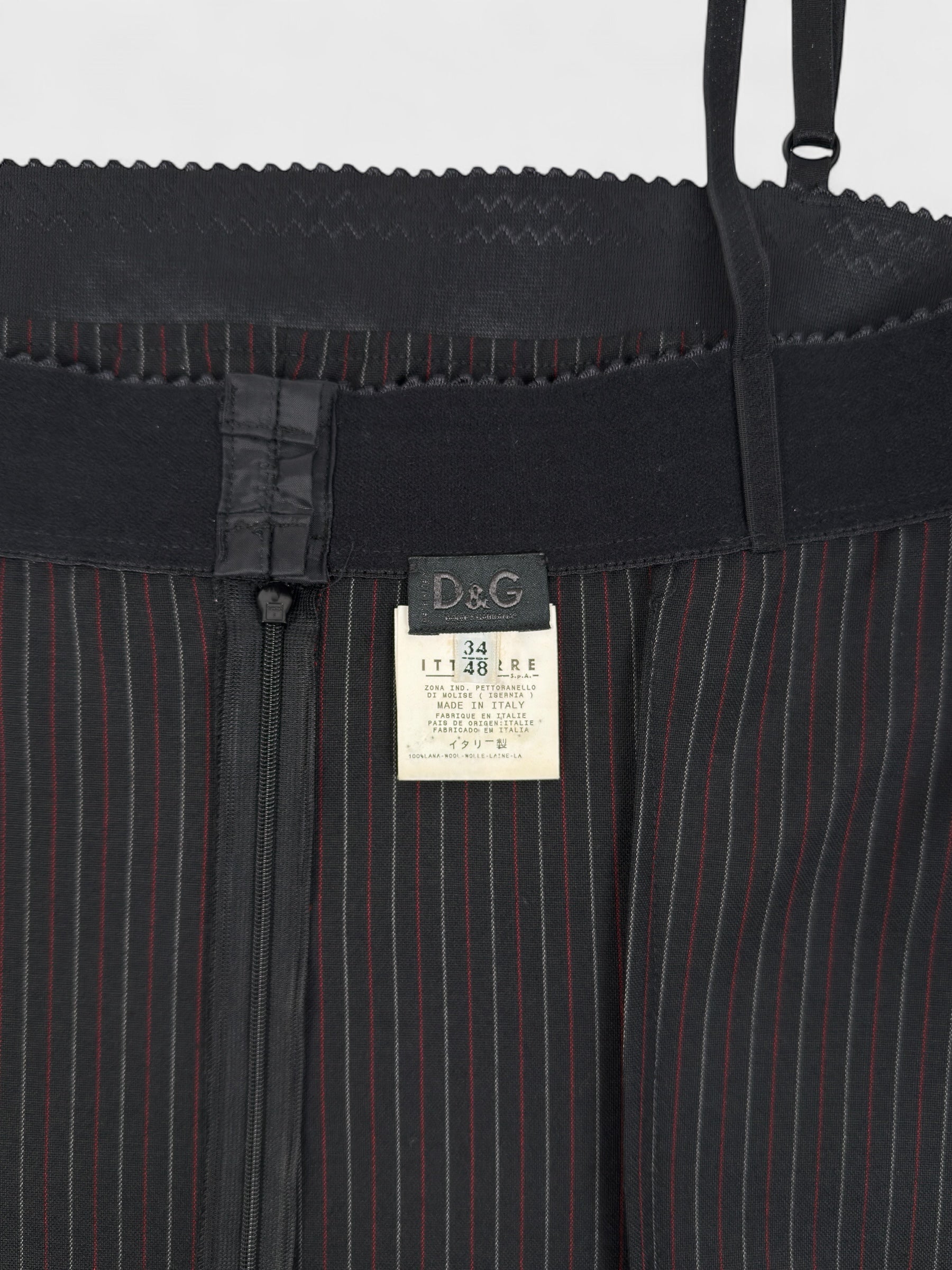 D&G by Dolce&Gabbana SS 1999 Pinstripe Wool Midi Dress - Relova Archiva