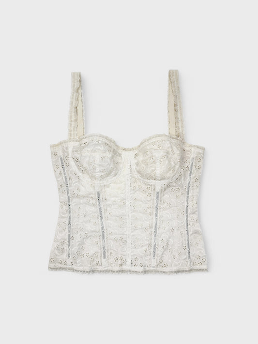 Dolce&Gabbana 2000s White Cotton Broderie Anglaise Sangallo Corset - Relova Archiva