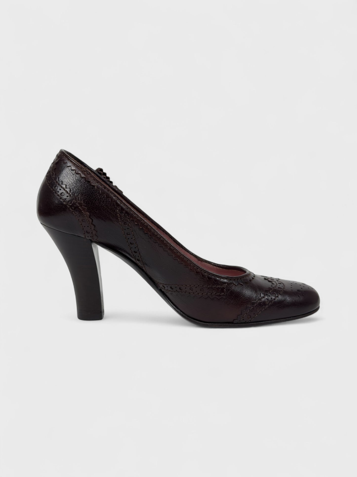 Miu Miu FW 2003 Brown Leather Heeled Pumps - Relova Archiva