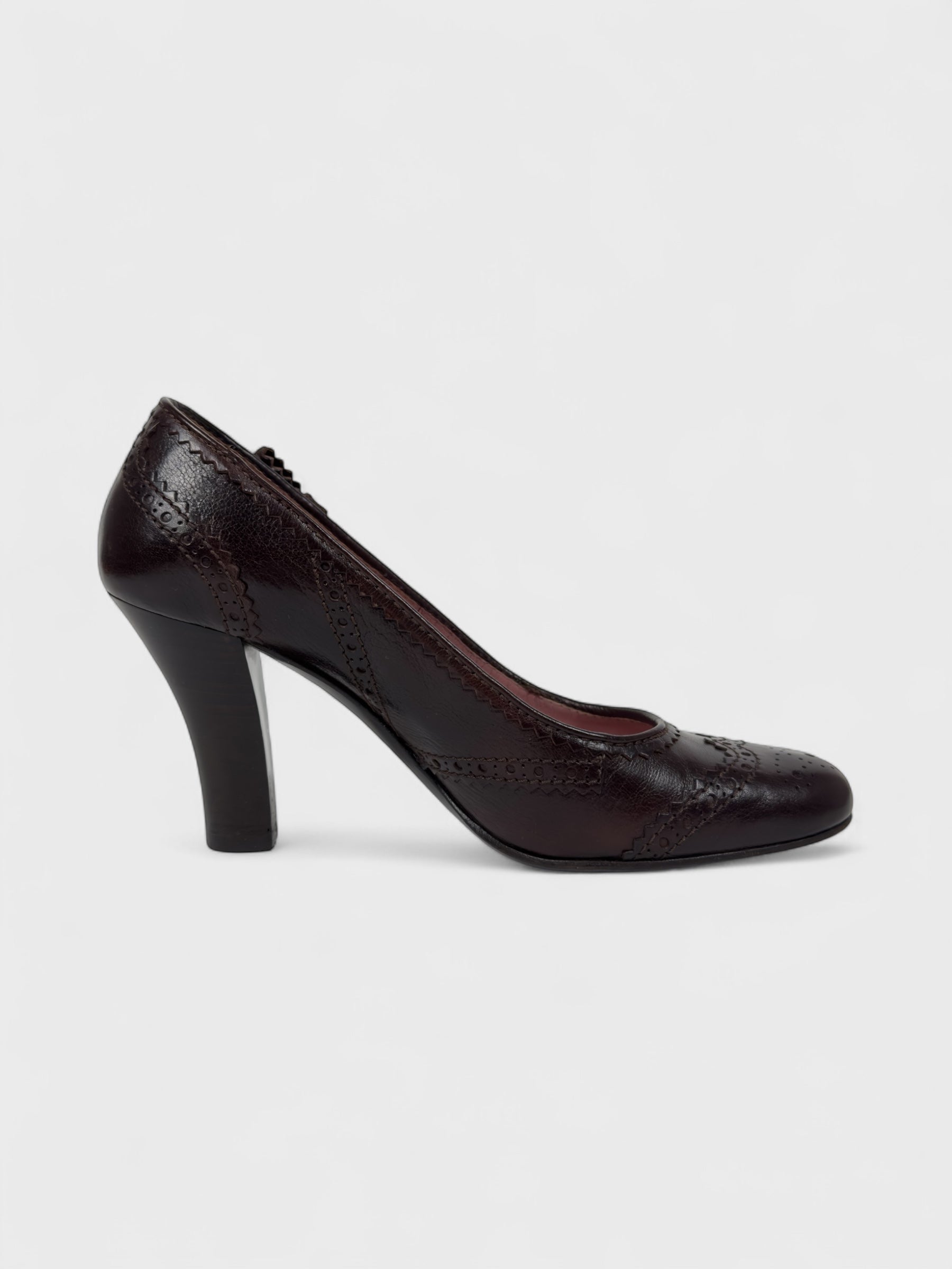 Miu Miu FW 2003 Brown Leather Heeled Pumps - Relova Archiva