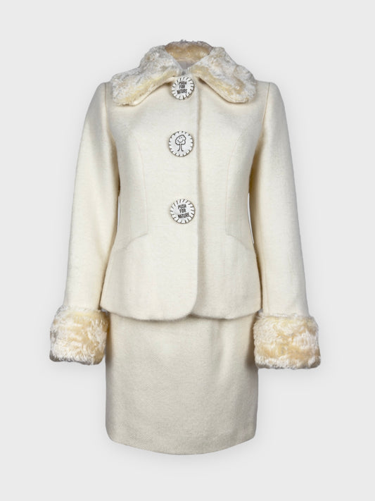 Moschino Cheap And Chic 1990s "Nature Friendly Garment" Faux Fur Tailleur - Relova Archiva