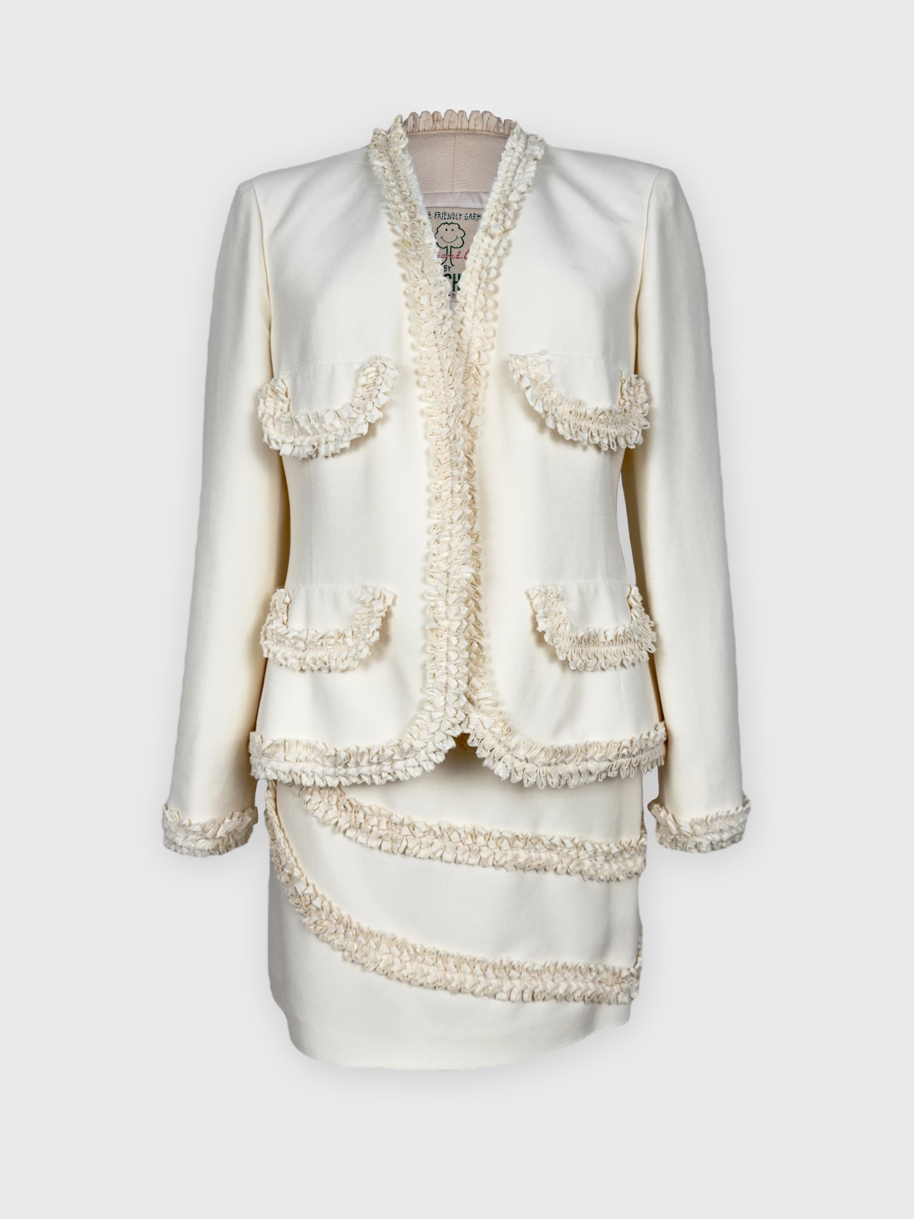 Moschino Cheap And Chic 1990s "Nature Friendly Garment" Rouches Tailleur - Relova Archiva