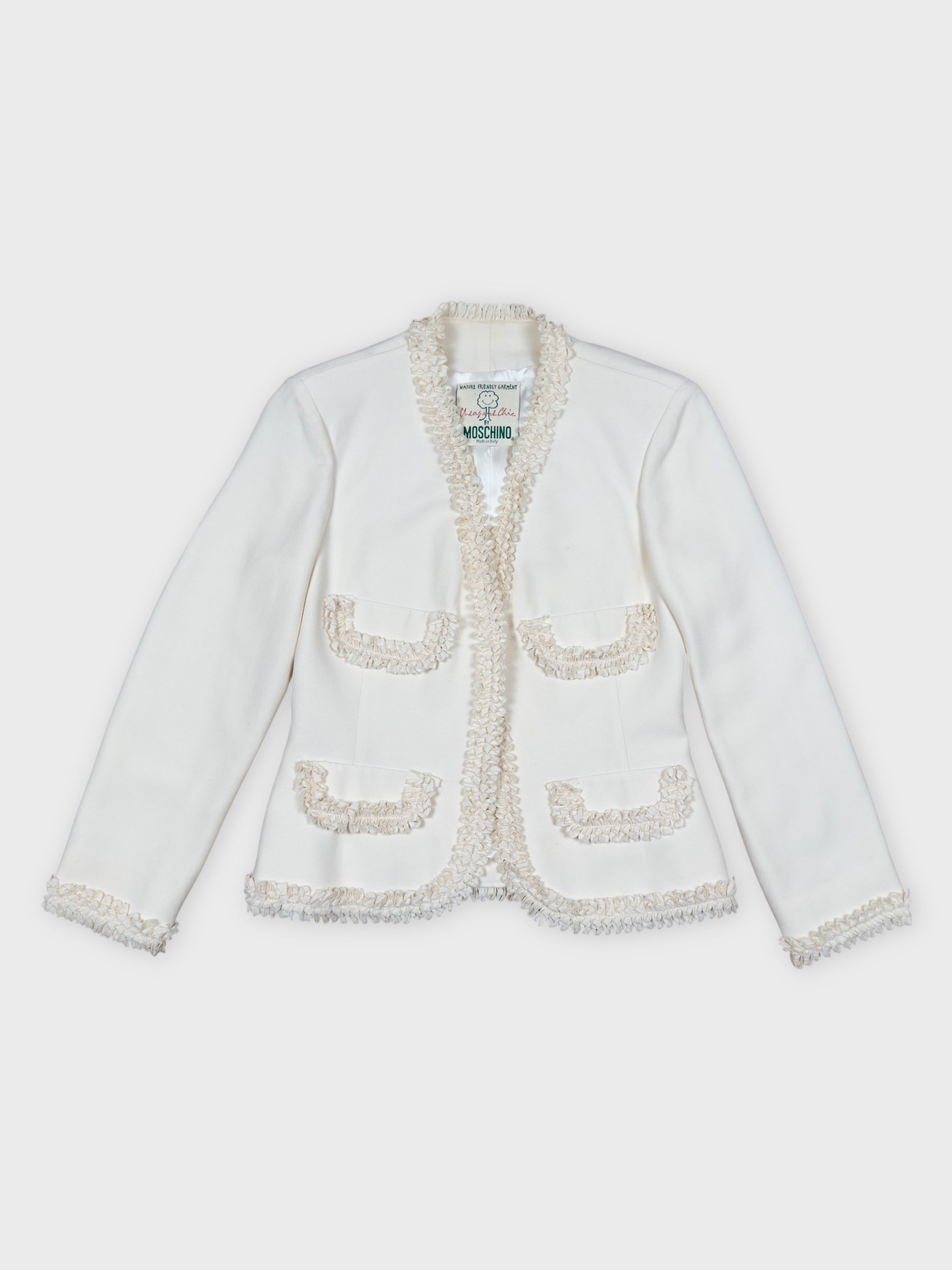Moschino Cheap And Chic 1990s "Nature Friendly Garment" Rouches Tailleur - Relova Archiva