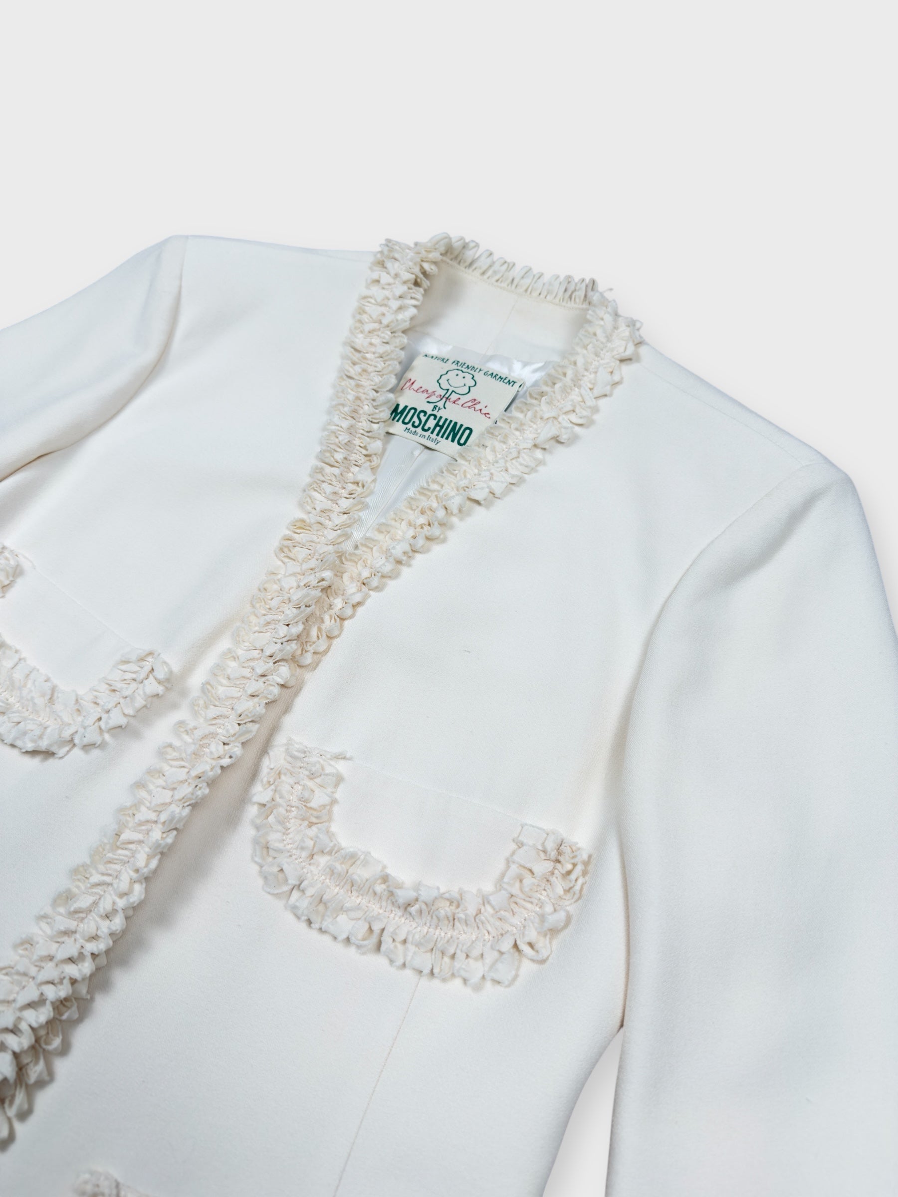 Moschino Cheap And Chic 1990s "Nature Friendly Garment" Rouches Tailleur - Relova Archiva