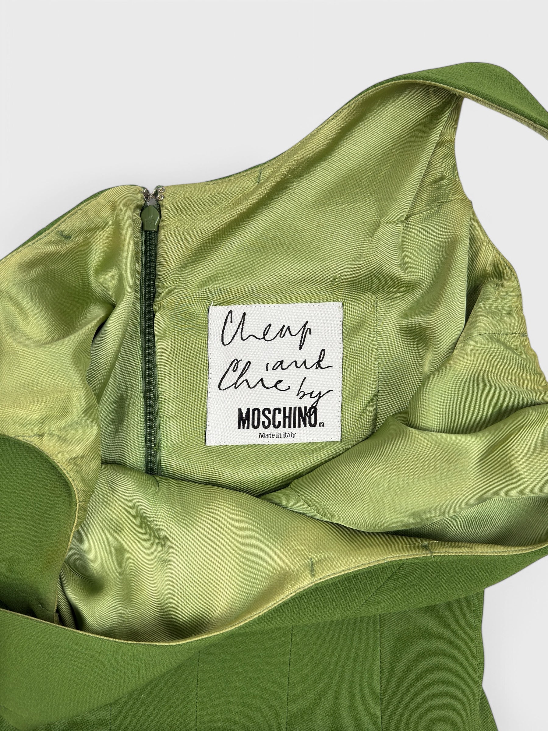 Moschino Cheap And Chic 90s Olive Green Mini Dress - Relova Archiva