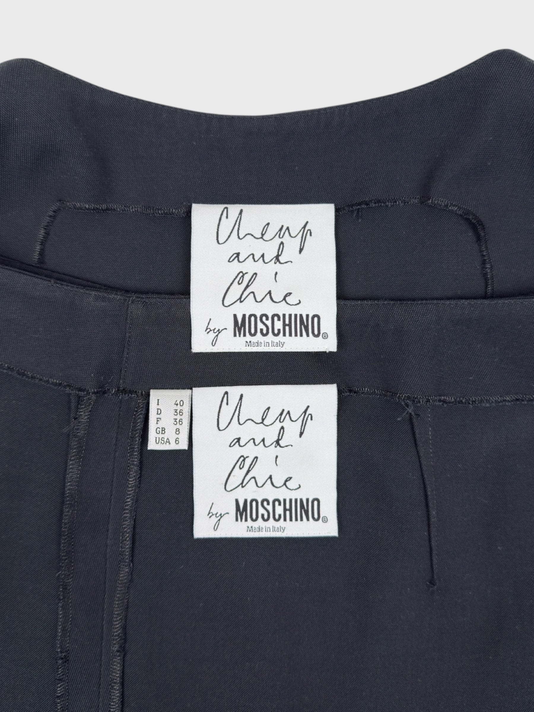 MOSCHINO Cheap And Chic SS 1997 Asymmetrical Black Coordinated Set - Relova Archiva