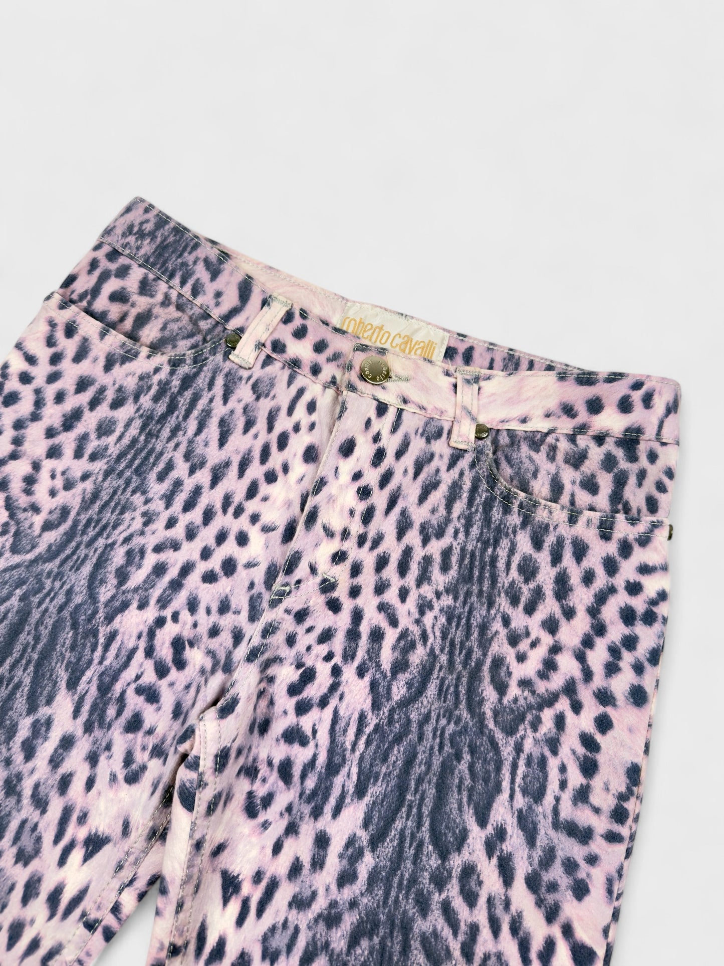 SS 2000 Roberto Cavalli Leopard Printed Capri Jeans