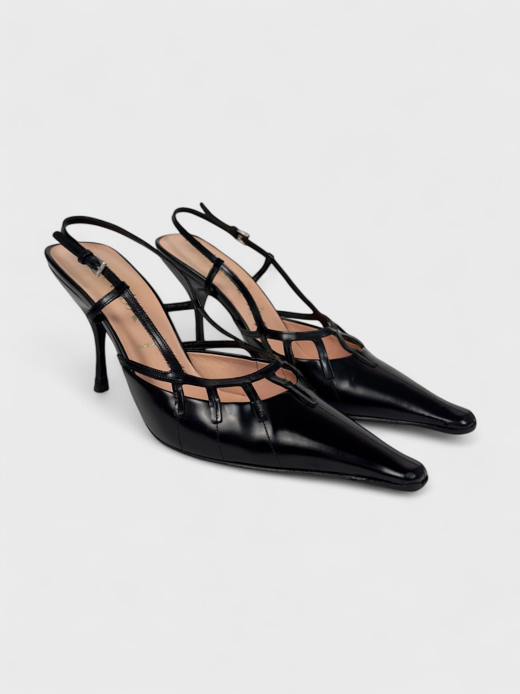 Prada Vintage 2000s Black Cage Heels - Relova Archiva