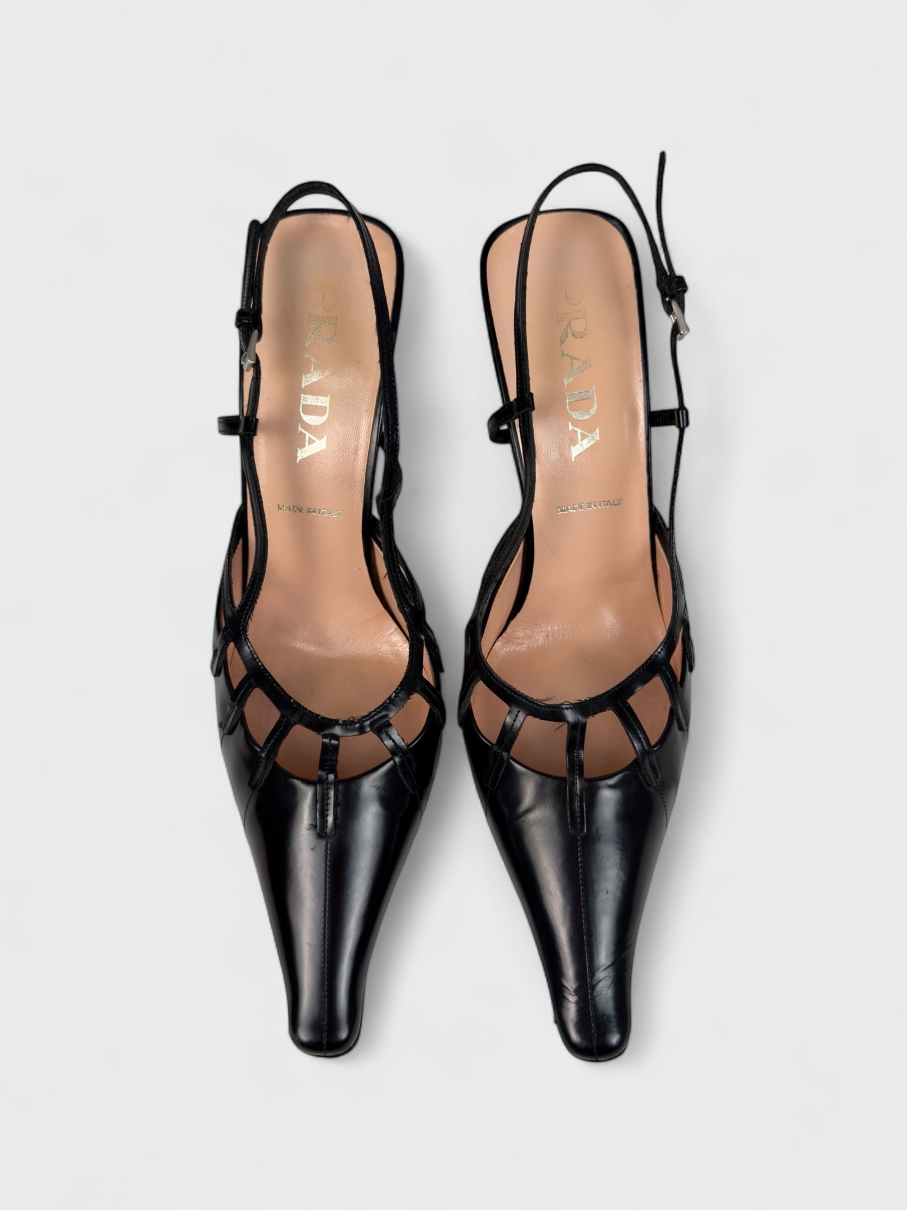 Prada Vintage 2000s Black Cage Heels - Relova Archiva