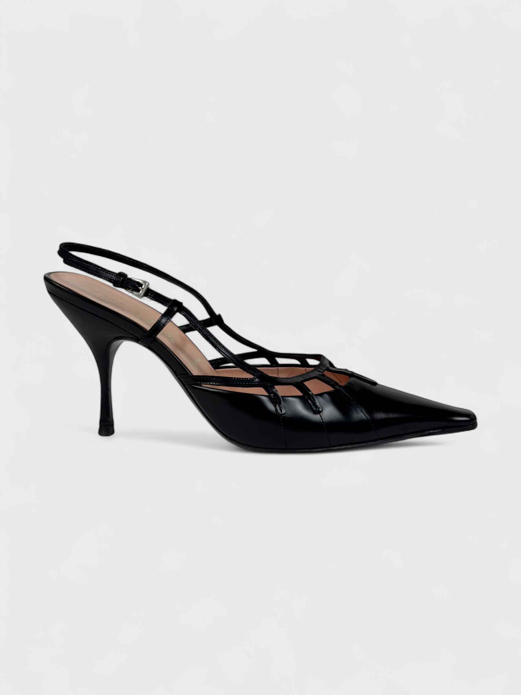 Prada Vintage 2000s Black Cage Heels - Relova Archiva