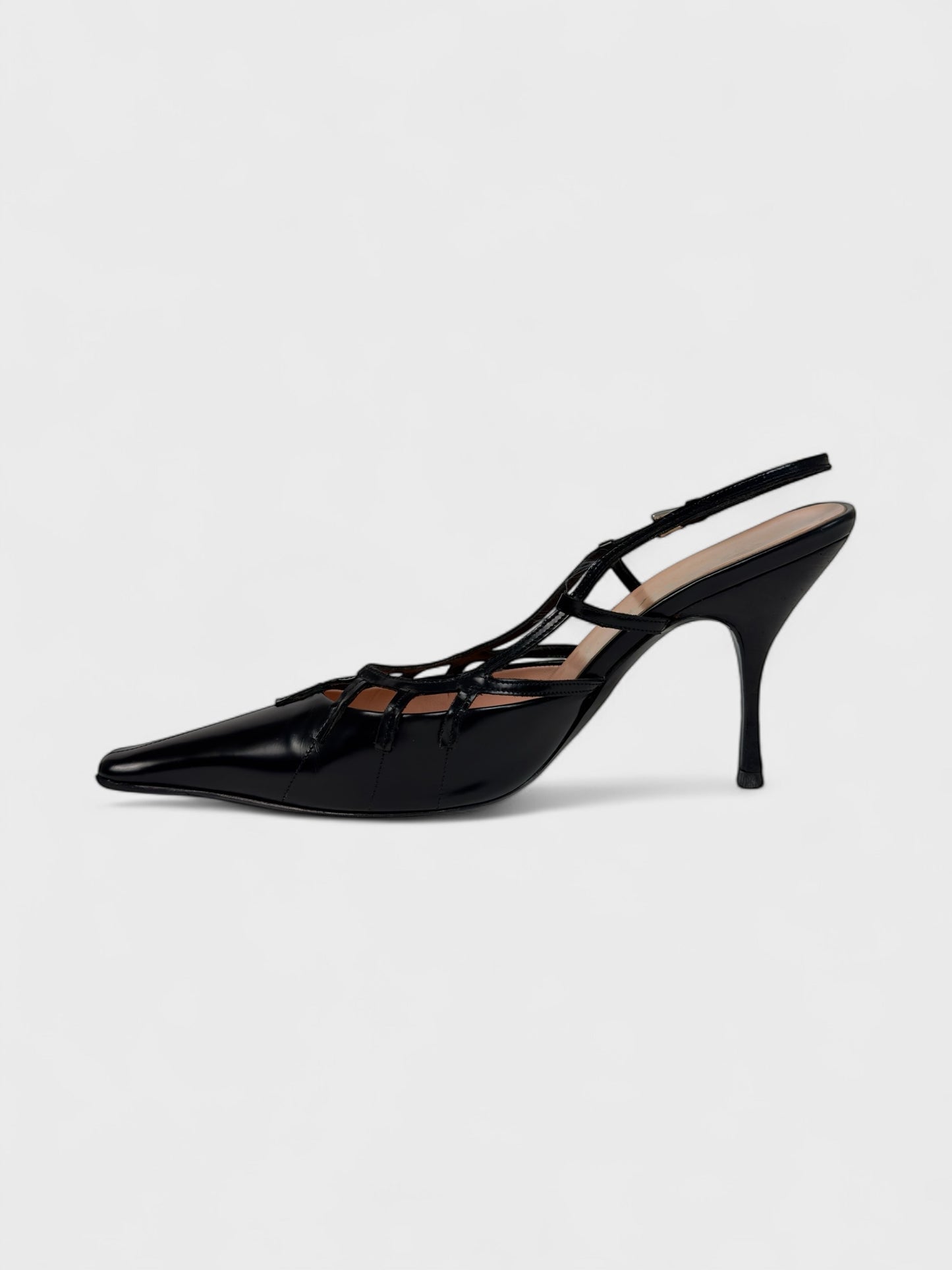 Prada Vintage 2000s Black Cage Heels - Relova Archiva