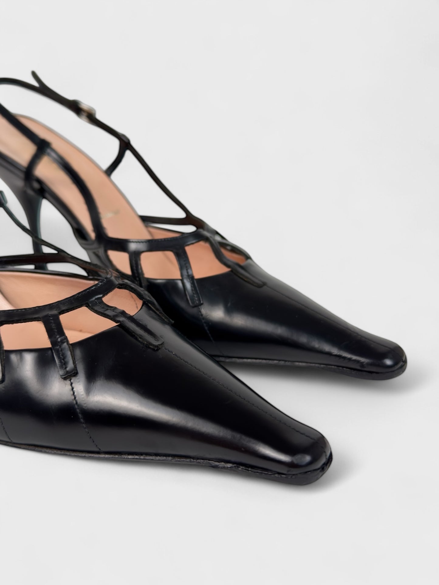Prada Vintage 2000s Black Cage Heels - Relova Archiva