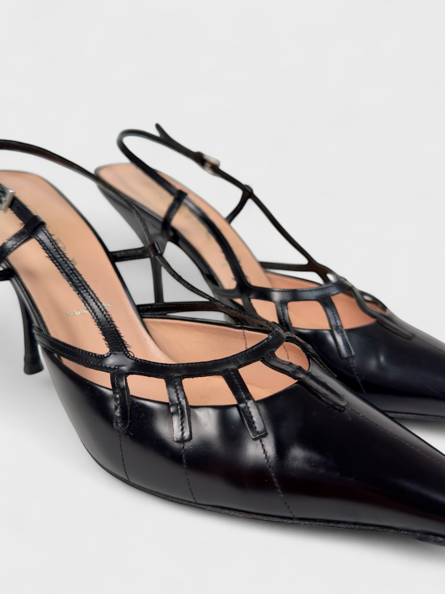 Prada Vintage 2000s Black Cage Heels - Relova Archiva