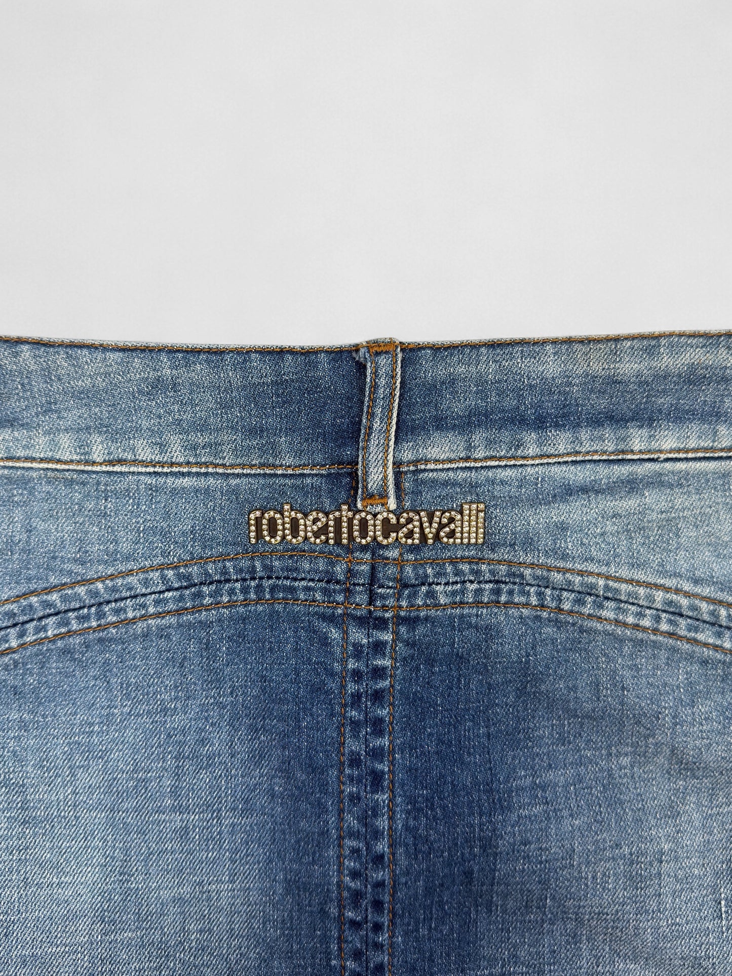 Roberto Cavalli 2004 Denim Flare Mini Skirt - Relova Archiva