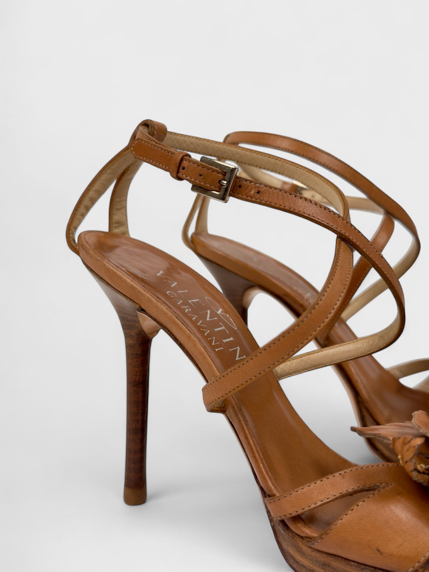 Valentino Garavani SS 2004 Brown Flowers Heels Sandals