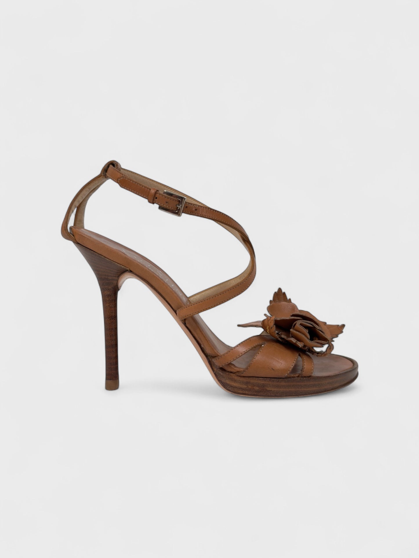 Valentino Garavani SS 2004 Brown Flowers Heels Sandals