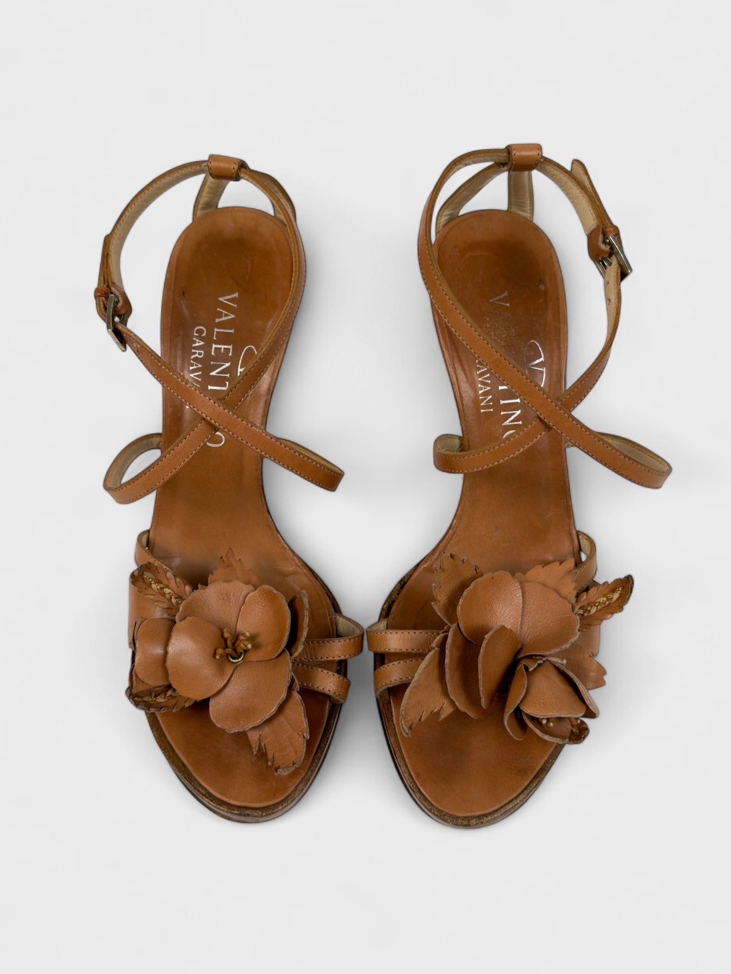 Valentino Garavani SS 2004 Brown Flowers Heels Sandals