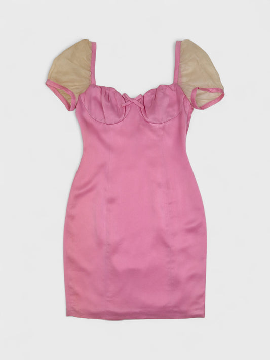 Versus by Gianni Versace 1990s Pink Satin Dress - Relova Archiva