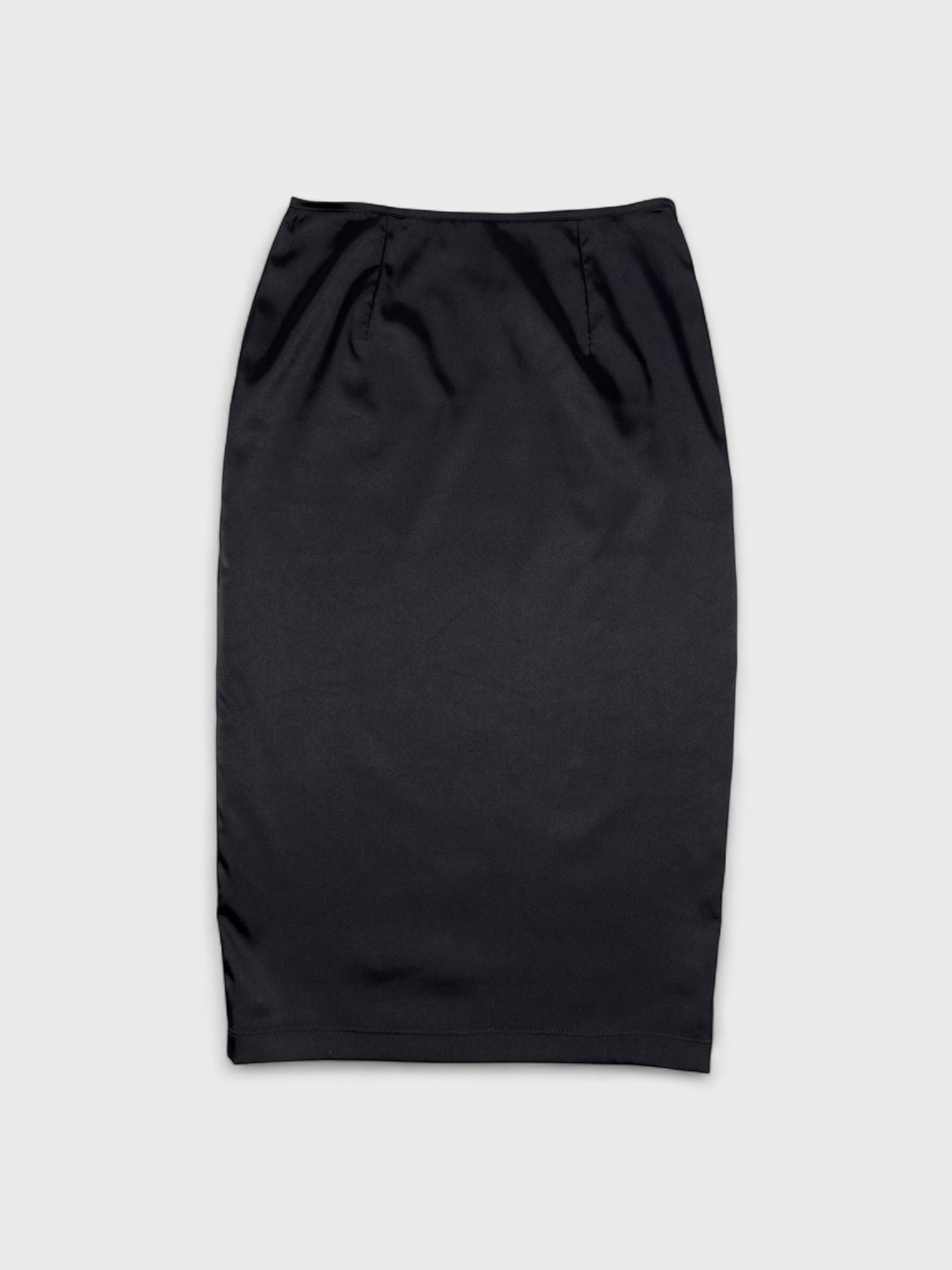 D&G by Dolce & Gabbana late-1990s black double mesh skirt with 3D floral appliqués.