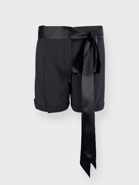 Dolce&Gabbana SS 2006 pinstripe shorts with satin bow belt.