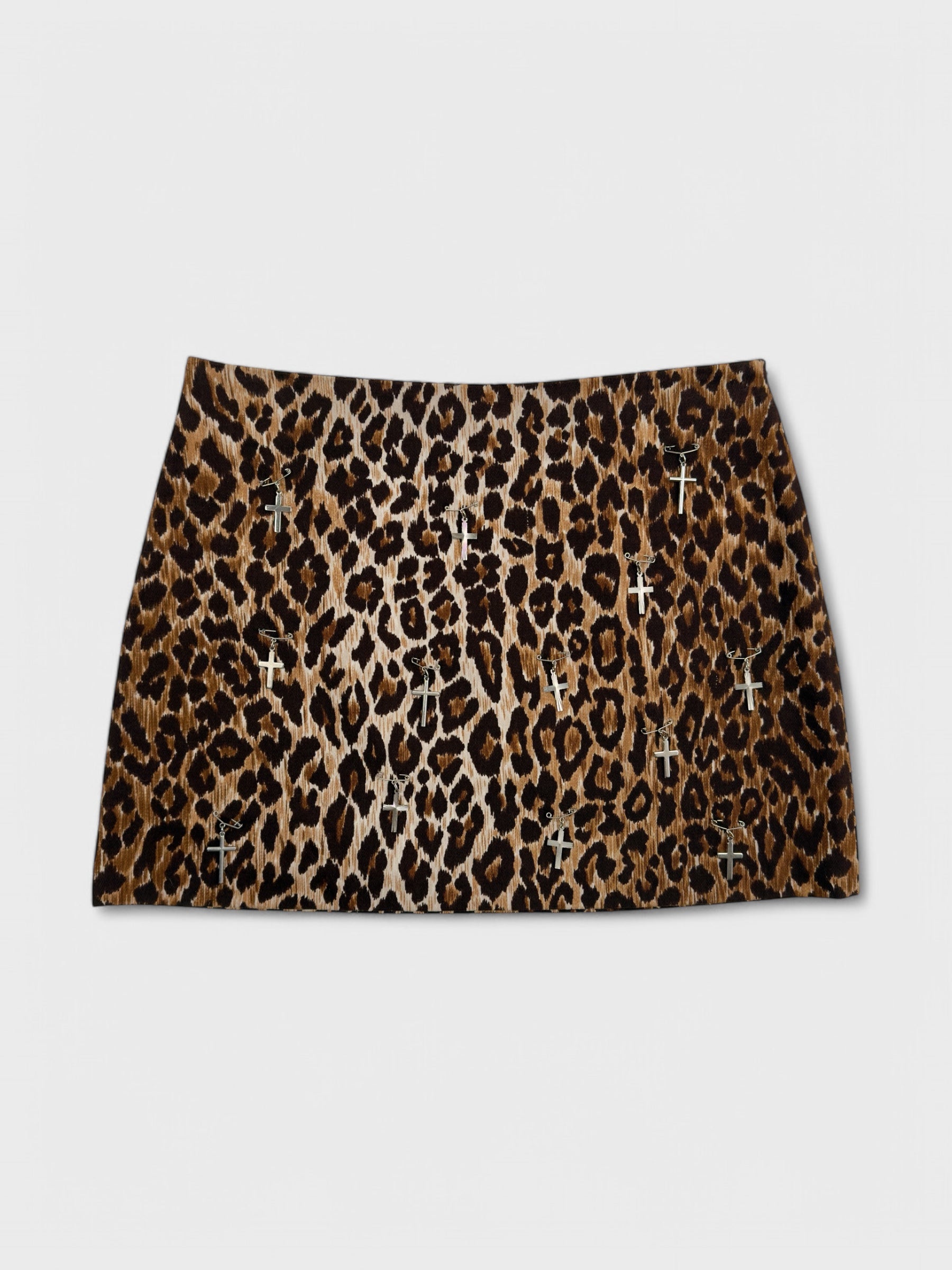 D&G by Dolce&Gabbana SS 2000 Leopard Cross Pins Miniskirt - Relova Archiva