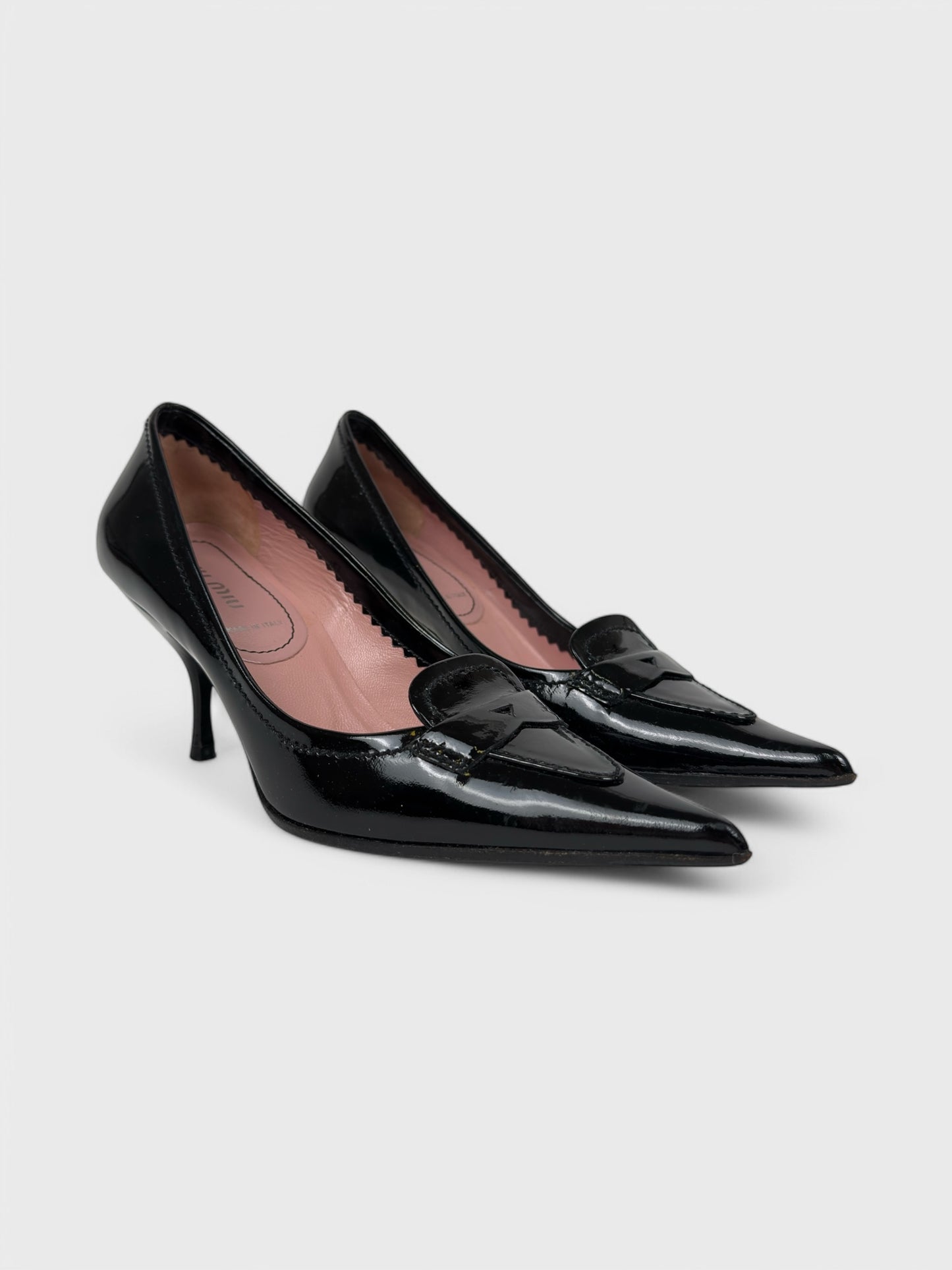 Miu Miu FW 2003 Vernice Glamour black patent leather décolleté pumps.