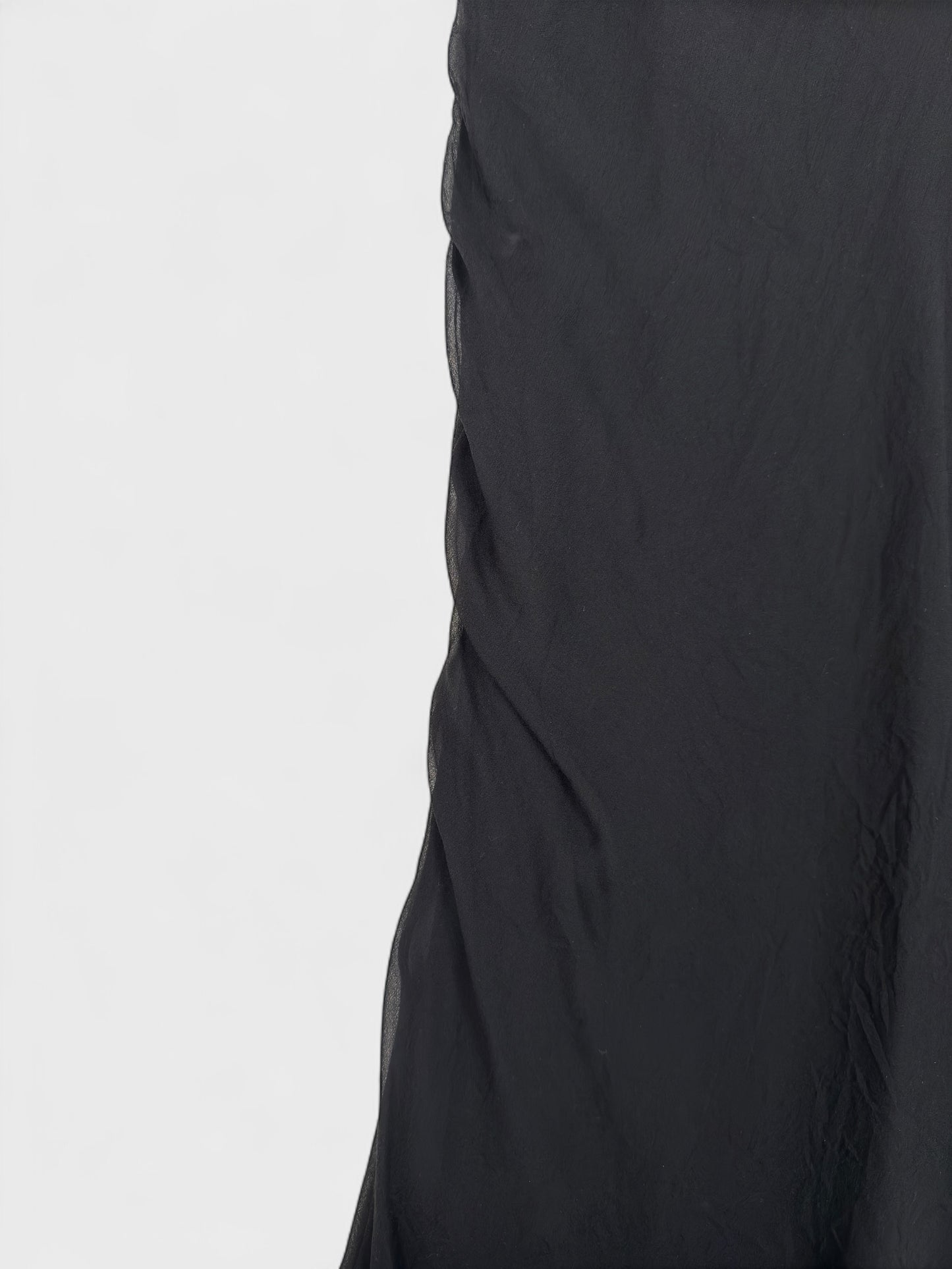 Moschino Cheap And Chic 1990s black silk long skirt with fluid drape. 