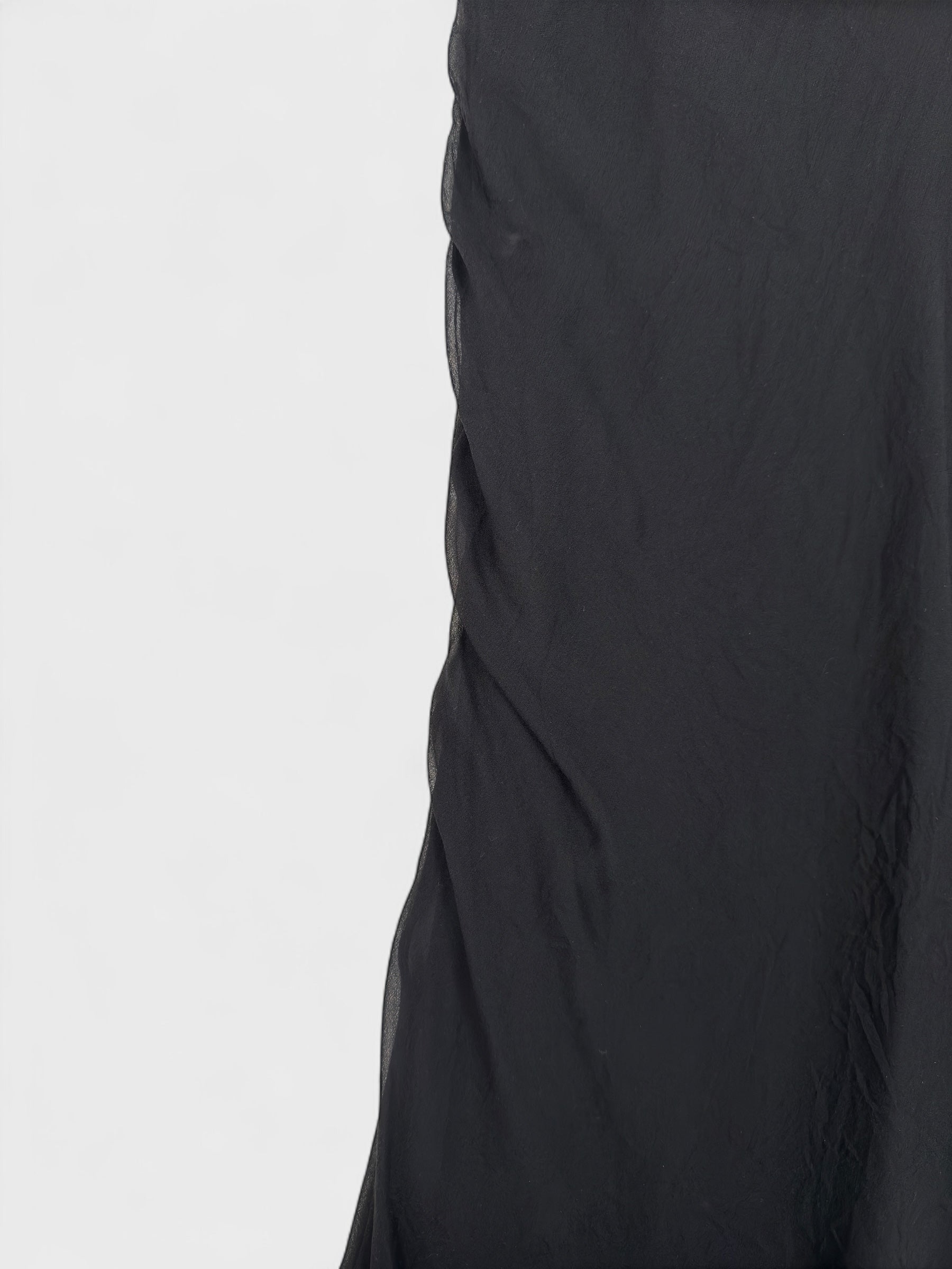 Moschino Cheap And Chic 1990s black silk long skirt with fluid drape. 