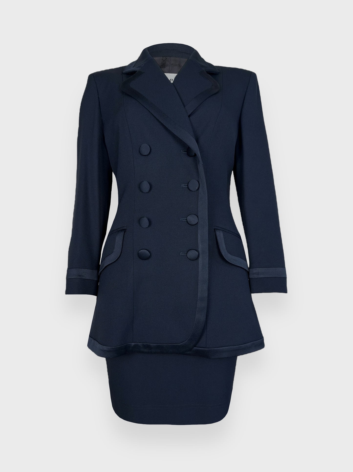 Cheap And Chic by MOSCHINO 90s Tailleur Suit Double-breasted Blazer and Skirt - Relova Archiva