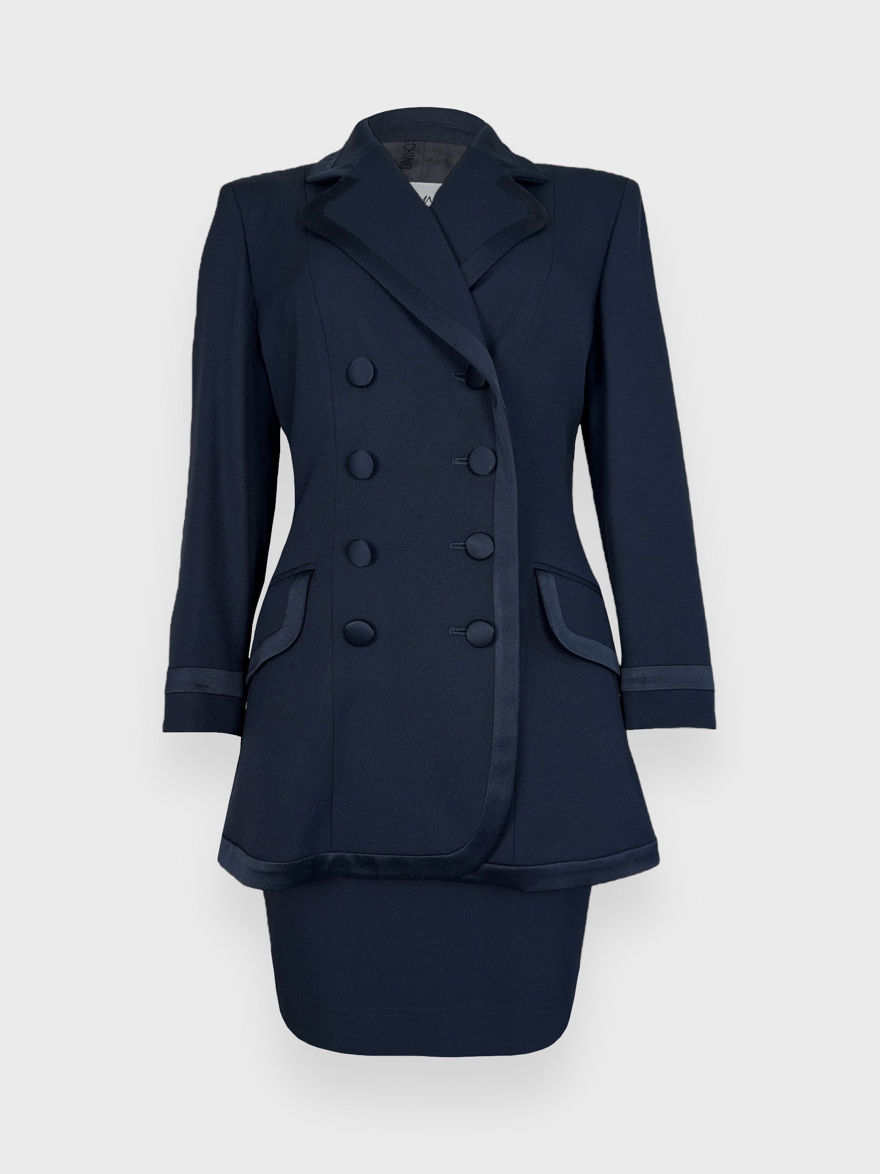 Cheap And Chic by MOSCHINO 90s Tailleur Suit Double-breasted Blazer and Skirt - Relova Archiva