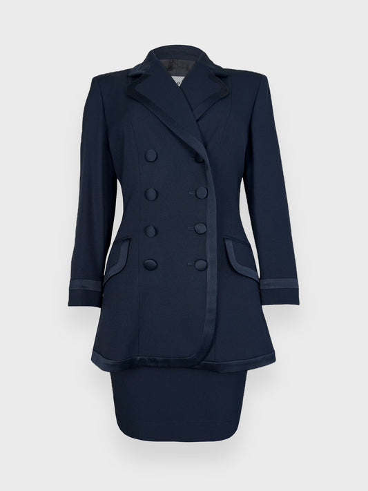 Cheap And Chic by MOSCHINO 90s Tailleur Suit Double-breasted Blazer and Skirt - Relova Archiva