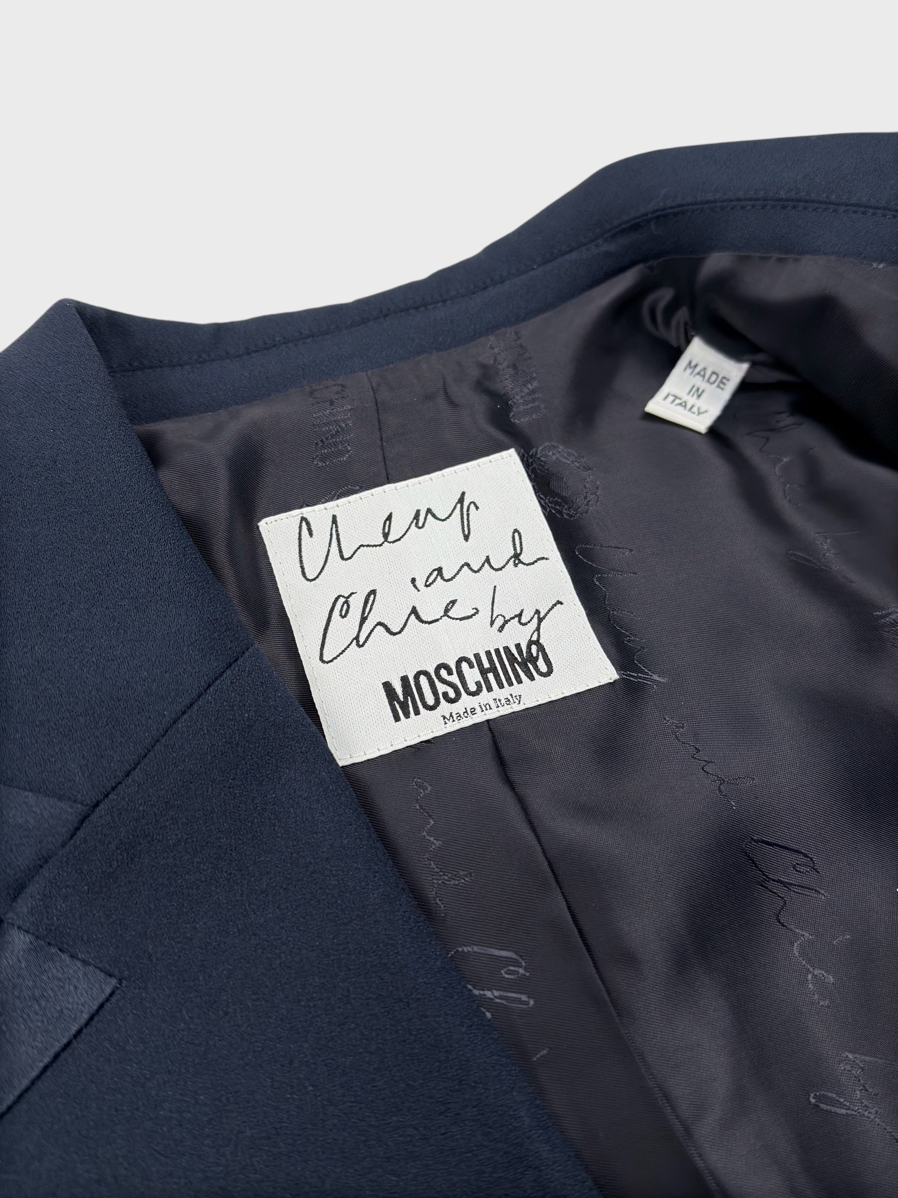 Cheap And Chic by MOSCHINO 90s Tailleur Suit Double-breasted Blazer and Skirt - Relova Archiva