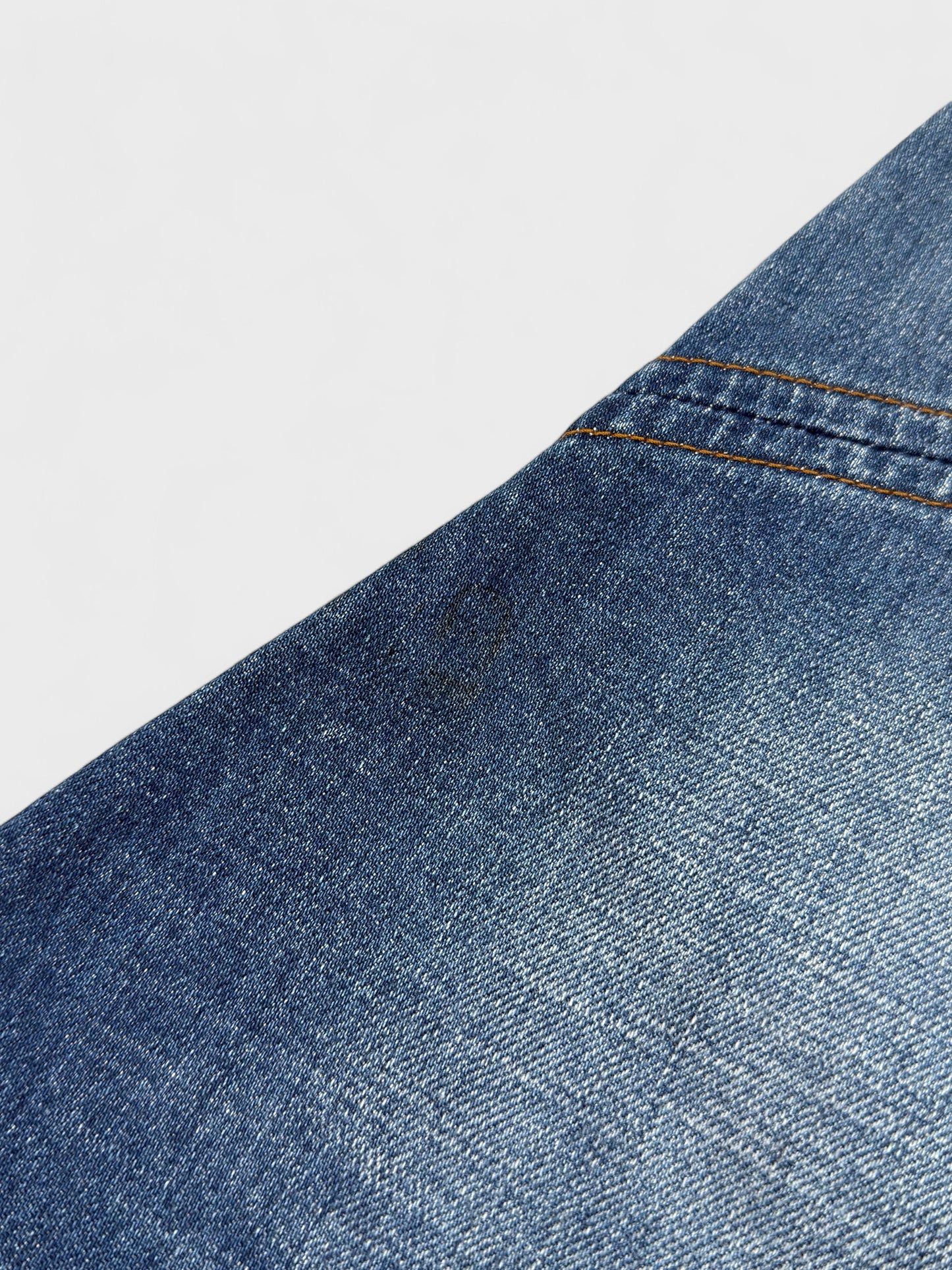 Roberto Cavalli 2004 denim flare mini skirt.