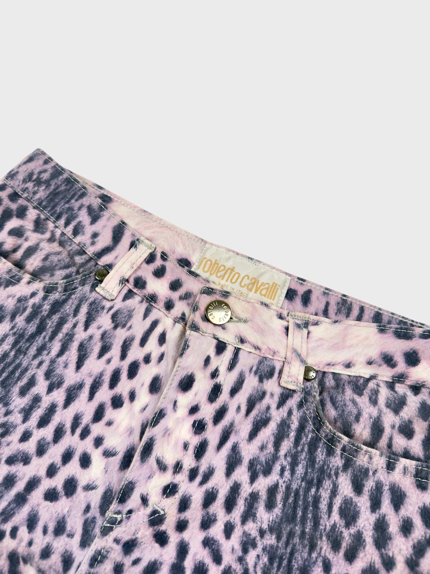 Roberto Cavalli SS 2000 Leopard Printed Capri Jeans - Relova Archiva
